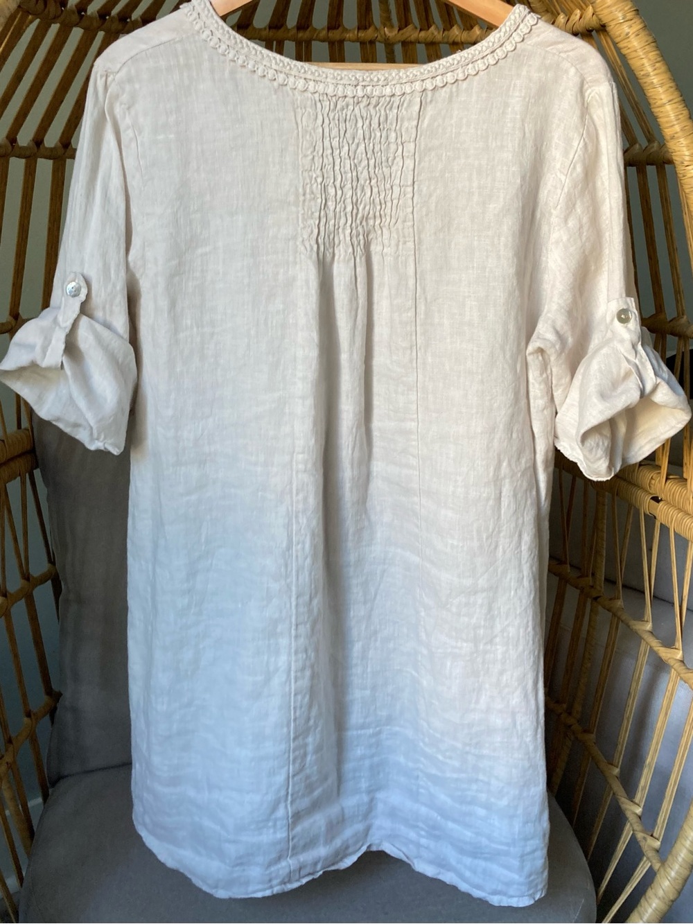 Made in Italy 100% Linen Terzo Millennio White Cream Medium Coastal Lagenlook - Picture 4 of 9